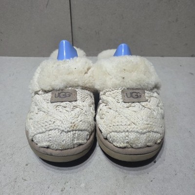 UGG KUSCHELIGE SANDALEN STRICKSTOFF KUNSTFELL GEFÜTTERT WEISS GRÖßE UK7,5 EU40