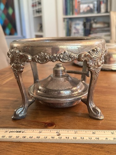Silverplate Chafing Dish with Wood Handle And Warmer Buffet Catering Wedding - Picture 17 of 24