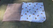 Lambs and Ivy Lot Of 2 Cotton Blankets -Blue With Monkeys  Brown With Circles
