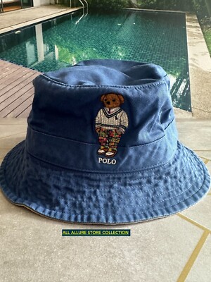 Polo by Ralph Lauren Navy Bucket Hat with Polo Bear Embroidery Polo Bear Chino Bucket Hat main image 4