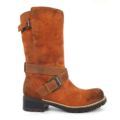 Clarks halbhohe Stiefel hellbraun Wildleder Leder Absatz Größe 3