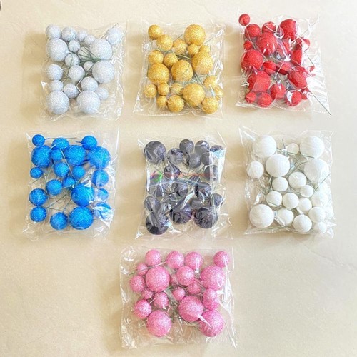 20PCS DIY Artificial Balls Mixed Glitter Balls Set Celebrate Cake Topper Party - Picture 9 of 21