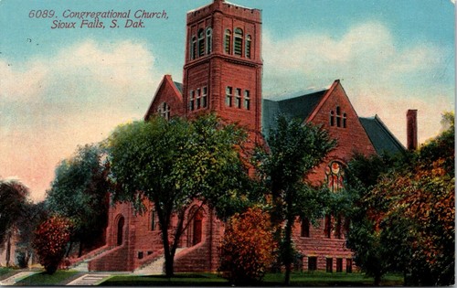 Postal de la Iglesia Congregacional Sioux Falls Dakota del Sur - Imagen 1 de 2