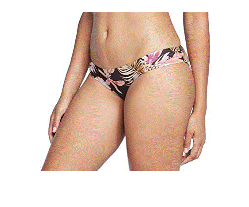 Conjunto de parte superior e inferior de bikini con ribete de ganchillo Xhilaration - Floral Marrón XL #a8 - Imagen 2 de 5