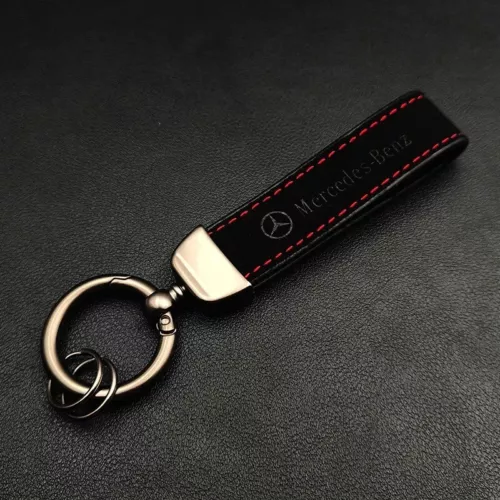 Mercedes-Benz Keyring Leather Anthracite L AMG Logo Keychain Ring - Picture 9 of 11