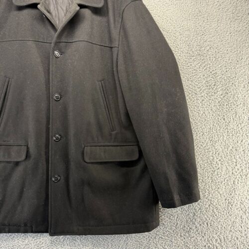 J Crew Jacket Men's XL Black University Wool Overcoat Quilt Lined Pockets Heavy - Picture 3 of 13