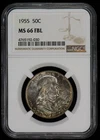 1955 50c Franklin Silver Half Dollar - Mint Set Toning - NGC MS 66 FBL - X6225