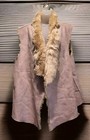 Lane Bryant Beige Faux Suede Faux Fur Lined Open Substantial Vest Sz 26/28