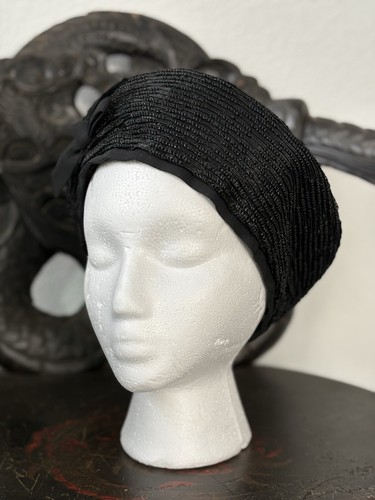 Vintage 50s Black Raffia Sandy Braeburn Hat - Picture 7 of 14