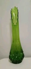 Vintage RARE LE Smith Green Diamond Pineapple Butt Large Floor Swung Vase! NICE!