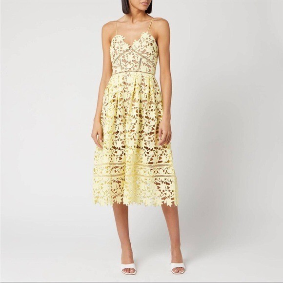 Self Portrait Azaelea Guipure Lace Spaghetti Strap Midi Dress Size 2 NWOT |  eBay