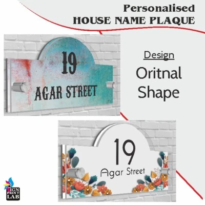 Maison Signe / Plaque Oriental Forme Porte Numéro Rue Nom Verre Acrylique - Photo 1/4