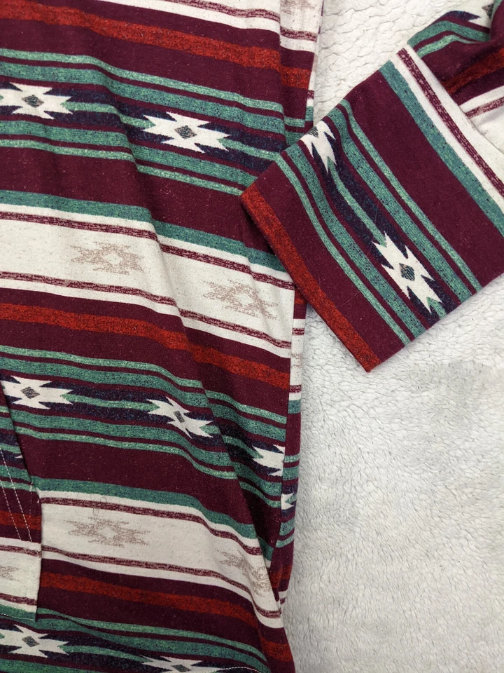 LuLaRoe Womens XL Red White Hoodie Kangaroo Pocket Pullover Southwestern Stripe - Image 2 of 4