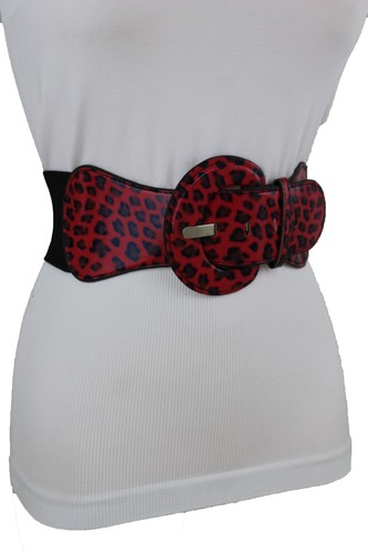 Mujer Leopardo Cinturón Moda Alto Riñonera Elástico Rojo Negro Animlar Print M L - Imagen 11 de 24