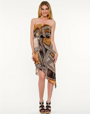 Le Chateau Geo Print Asymmetrical Dress XXL Gold & Black | eBay