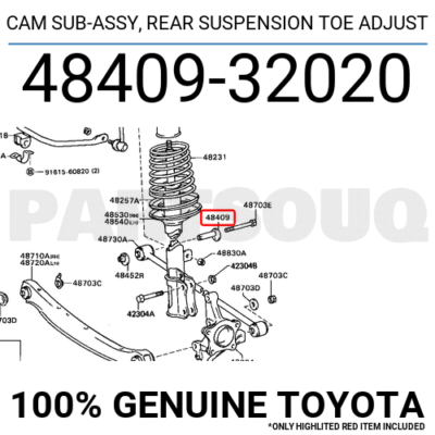 その他 V-20 4840932020 Genuine Toyota CAM SUB-ASSY, REAR SUSPENSION TOE ADJUST