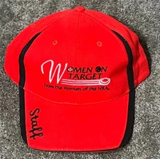 WOMEN ON TARGET - NRA STAFF Red - One Size Adjustable Baseball Cap Hat NWOT!!