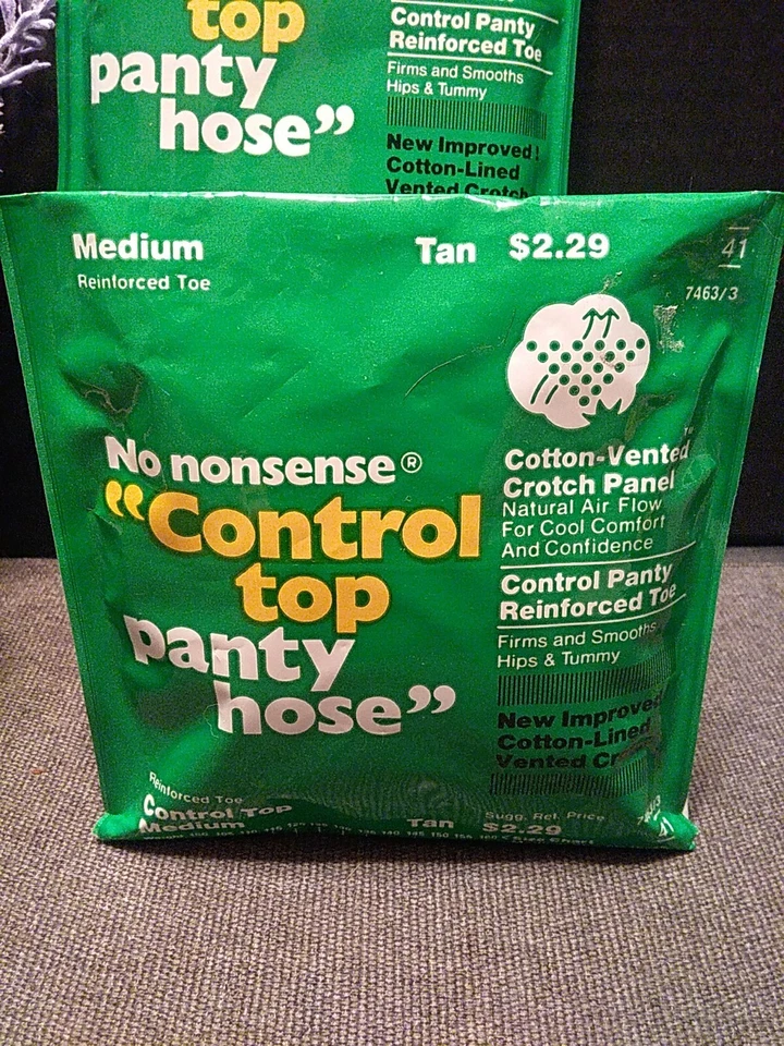 Vtg 1977 No Nonsense Control Top Pantyhose Size Medium Colors Tan & Brown 2 Pair - Image 3 of 4