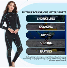 NEW SeaSkin 3M Women's Full Body Black/Aquamarine Wetsuit/Diving Suit, XS