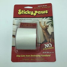 Sticky Paws Cat Scratch Control Strips Roll Transparent Tape 32.8 Ft New USA