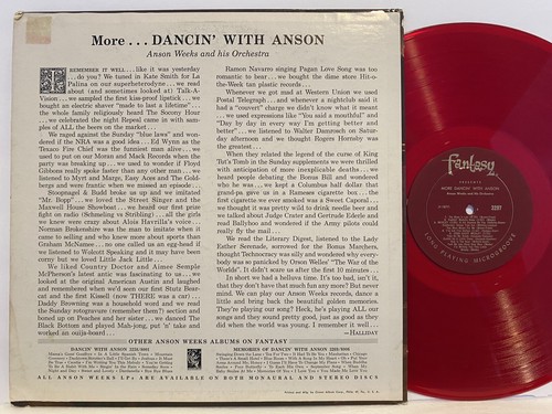 ANSON WEEKS more dancin' with anson 1960 (VG/VG+) FANTASY 3297 RED WAX - Foto 3 di 4