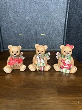 SET OF 3 CERAMIC VINTAGE HOMCO BEAR FIGURINES Christmas, train, Horse, Clown