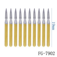 10Pcs Dental Trimming  Finishing Gold Burs Carbide Bur FG 7902 for High Speed
