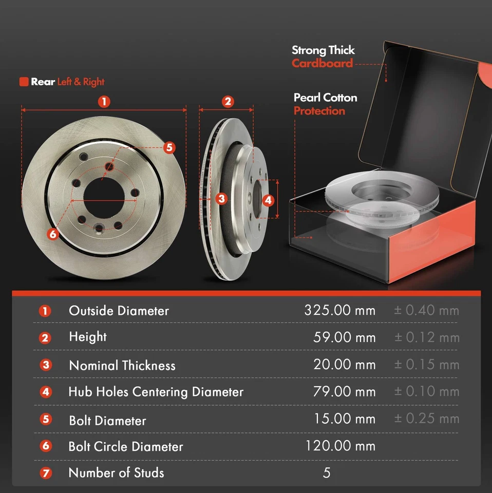 Rotores de freno de disco traseros izquierda y derecha + pastillas de freno para Land Rover LR3 2005-2008 V6 4,0 L Foto 2 de 4