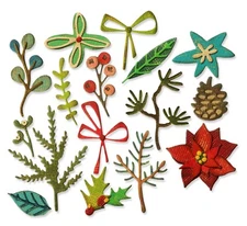 New, Retired Sizzix Thinlits Funky Festive 16pc #663101 Retail $22.99 Tim Holtz