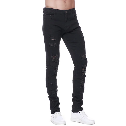 Herren Ripped Jeans Stretch Distressed Destroyed Tapered Leg Skinny Hose - Bild 8 von 51