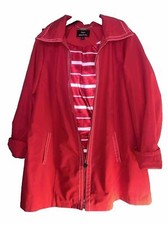 Dennis By Dennis Basso Red Removable Hood Wind Rain Coat Size 1x