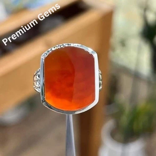 100% Natural Yamani Aqeek/Akeek Ring, Sterling Silver 925 Handmade Ring