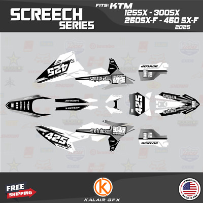 Graphics Kit for KTM 4-Stroke 250SX-F 350SX-F 450SX-F (2025) Screech - WHITE