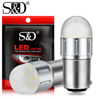 2pcs BA15D 1142 1076 3030 6 LED Car Caravan Turn Signal Light Bulbs White 12-24V