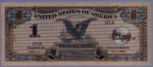 1899 United States USA $1 Gold Foil Banknote Great Gift
