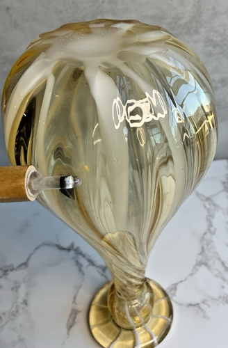 Vintage Yellow Blown Twist Glass Vase With Bubbles - Picture 6 of 10