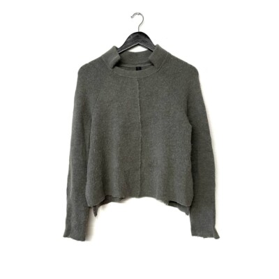 Jayko Cropped Alpaca Wool Blend Knit Lagenlook Jumper Sweater Size 40 Grey 