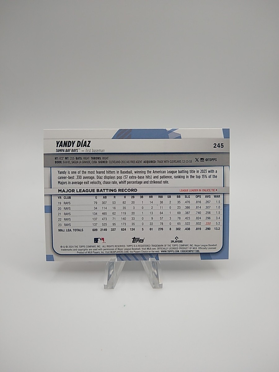 2024 Topps Big League Baseball Electric Orange Foil Yandy Diaz