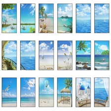 Frosted Window Film Decorative Seaside Scenery Glass Stickers Static.