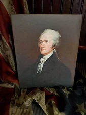 ANTIQUE PRIMITIVE COLONIAL STYLE ALEXANDER HAMILTON PATRIOTIC PORTRAIT BUST SIGN