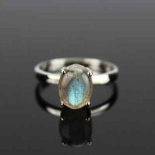 Dainty Labradorite Gemstone Ring-Stackable Ring-925 Sterling Silver-Gift For Her