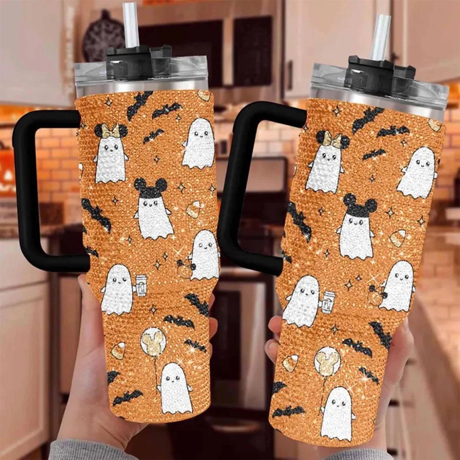 Halloween Rhinestone Mickey Ghost 40oz Tumbler