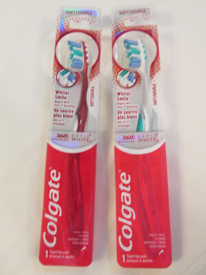Colgate Toothbrush 360 Advanced Optic White, Soft, Lot of 2