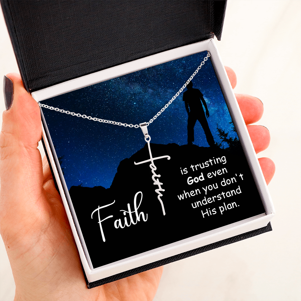 Faith Cross Pendant Necklace - Trusting God Gift for Her-image