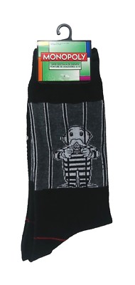 Monopoly Socks sz M/L Medium/Large (6-12) Black