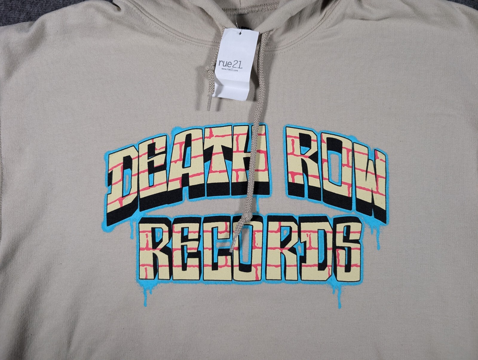 FILA Felpa con cappuccio Rue21 cotone pile beige unisex Death Row Records nuova con etichetta Medium