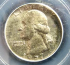 1957 WASHINGTON QUARTER, PCGS GRADED, MS65