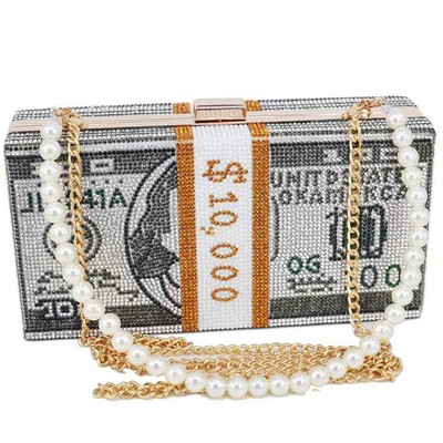 money rhinestone bolsa