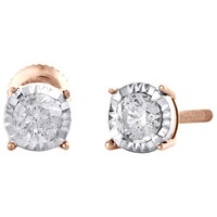 10K Rose Gold Rundschliff Diamant 4 Zacken Ohrstecker 4.75Mm Wunder Set 1/3 Ct