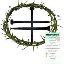 5 Pcs Crown of Thorns Set with 1 Pcs 8'' Jesus Thorn of Crowns  3 Pcs Crucif...